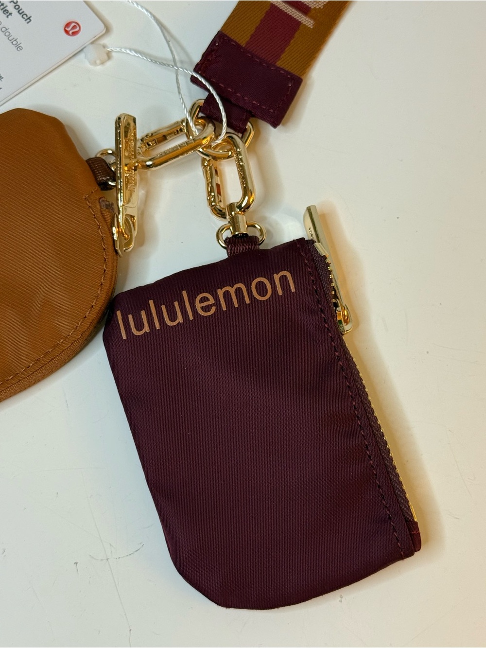 lululemon Dual Pouch Wristlet in Cognac Brown & Burgundy - Picture 3 of 7